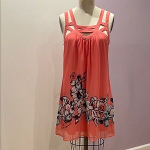 love, Fire Coral Floral Dress